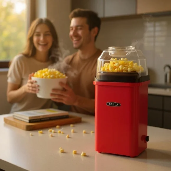 Bella Hot Air Popcorn Maker Healthier Choice No Oil Portable Small RED 1200W