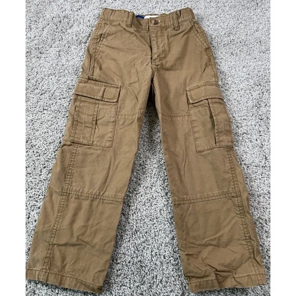 Old‎ Navy Boys Baggy Cargo Pants Khaki Beige Pockets Y2K 90s Style 7 Slim