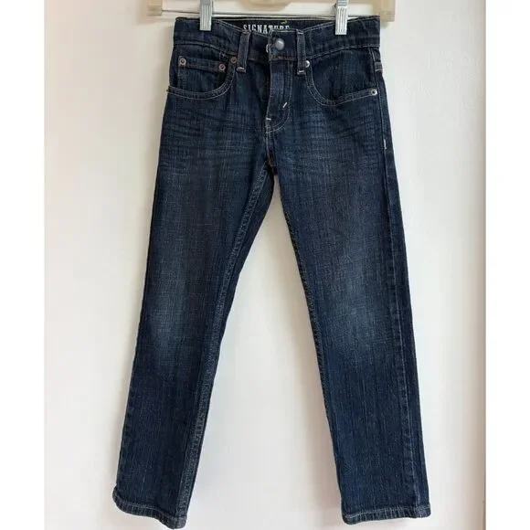 Signature Levi Strauss Boys Athletic Fit Adjustable Waist Jeans - Size 7 Regular