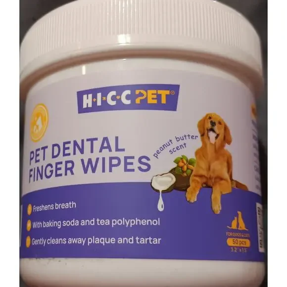 HICC Pet Dental Finger Wipes 50 Ct Freshens Breath Plaque Control NEW 2027