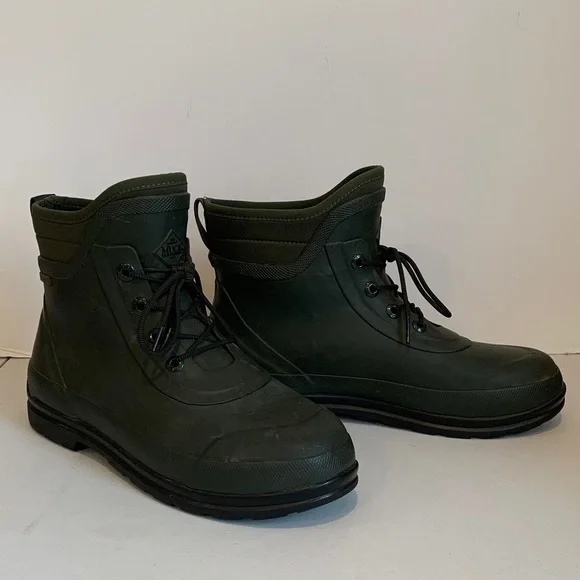 Muck Originals Men's Size 10 Green Waterproof Lace Up Waterproof Rain Boots