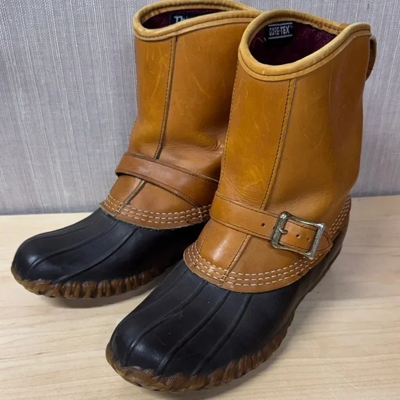 L.L. Bean Vintage Lounger GORE-TEX brown and tan Maine hunting rubber Boots