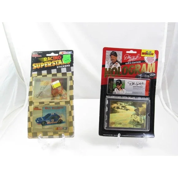 Dale Earnhardt Sr Wheels Racing Vintage Gold Edition Hologram Card & Bill Elliot