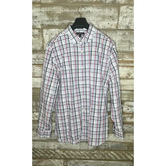 Banana Republic Mens long sleeved Grant Fit Non-Iron Plaid Dress shirt‎ XL