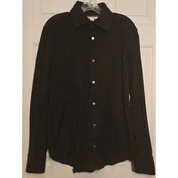 Banana Republic Mens Medium Brown Stripe Shirt Untucked Standard Fit Button Down