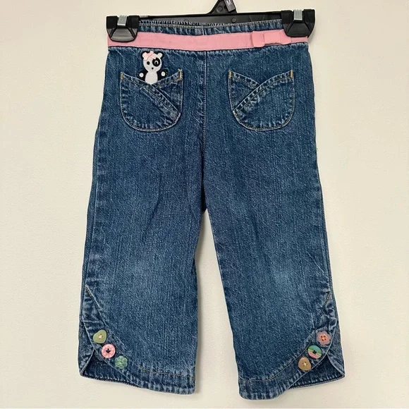 Vintage Gymboree Panda Pocket Button Denim Pant 2006 Imaginary Friends Line