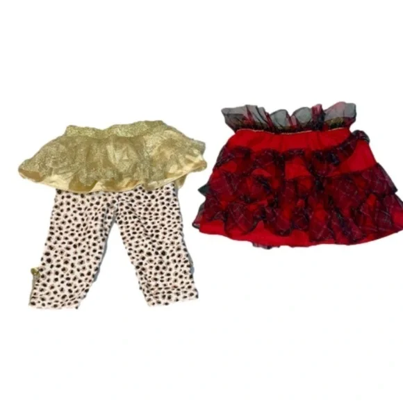 Holiday Time 2 Tutus (2T/NP2)Girl Red Green Plaid Other DDG Cat Outfit (3-6 M)