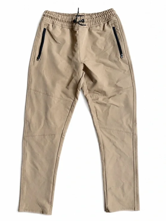 Lee Boys Jogger Pants Size L Tan Khaki Zip Pocket Elastic Waist Casual Pants
