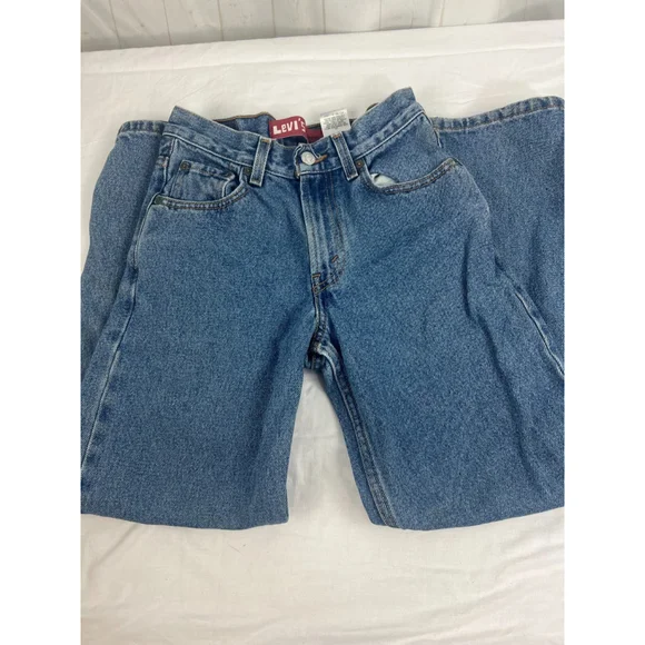 Girls Levi’s 550 Relaxed Fit Straight Jeans Size 14 Blue Cotton 5 Pocket Denim
