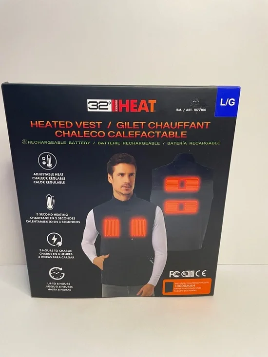 NIB Heated Vest L/G - Rechargeable Battery Heated Vest (Black)