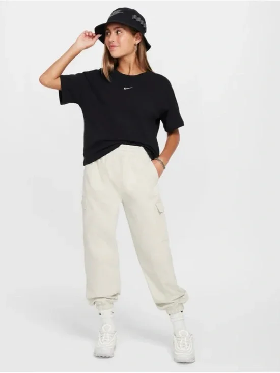 Nike Sportswear Girls' Cargo Trousers in Light Bone/White