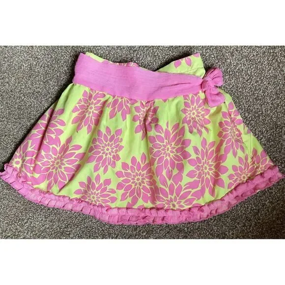 Trish Scully Pink And Green Floral Lined Skirt Girls‎ Size 3T