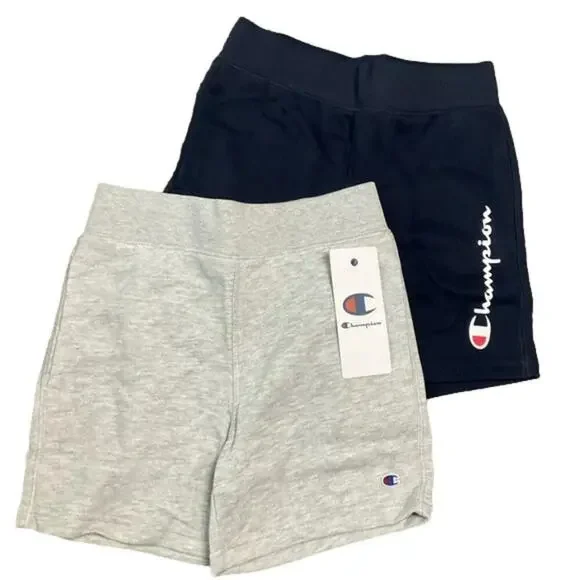 Champion Active Boy’s Shorts Navy Gray Size XS 2 PAIRS NWT