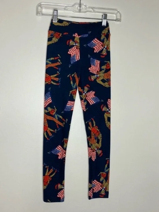 LuLaRoe Kids 4th of July America patriotic Uncle Sam leggings L/XL