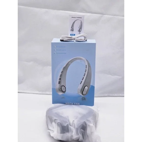 NEW Bladeless Neck Cooler Fan Outdoor Camping Walking USB Charge -Blue