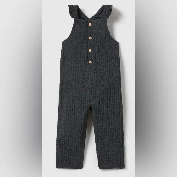 ZARA Girls Textured Jumpsuit/ Overalls with Ruffles