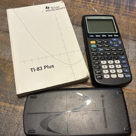 Texas Instruments TI-83 Plus Graphing Calculator w/ Cover & Manual Works Great!