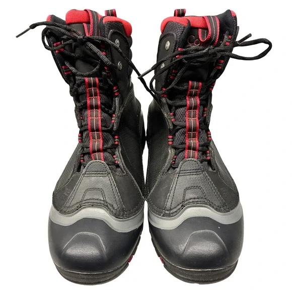 Columbia Bugaboot Plus II Boots Men's 10.5 Black Red Omni Heat Waterproof