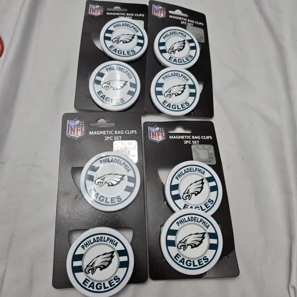 Set Of 8 Philadelphia Eagles Magnetic Bag‎ Chip Clips NFL Go Birds Iggles Green