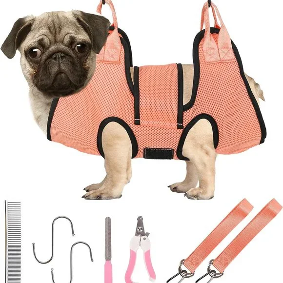 Dog/Cat Grooming Hammock, Pet Grooming Hammock with Security Strap