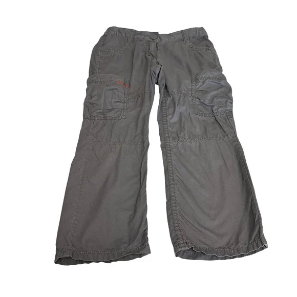 Hanna Andersson Boys Gray Cotton Cargo Pants Adjustable Waist Size 120 US 6/7