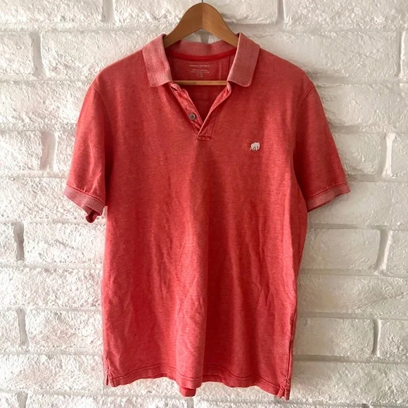 Banana Republic Men Polo Large Pink Cotton T-56