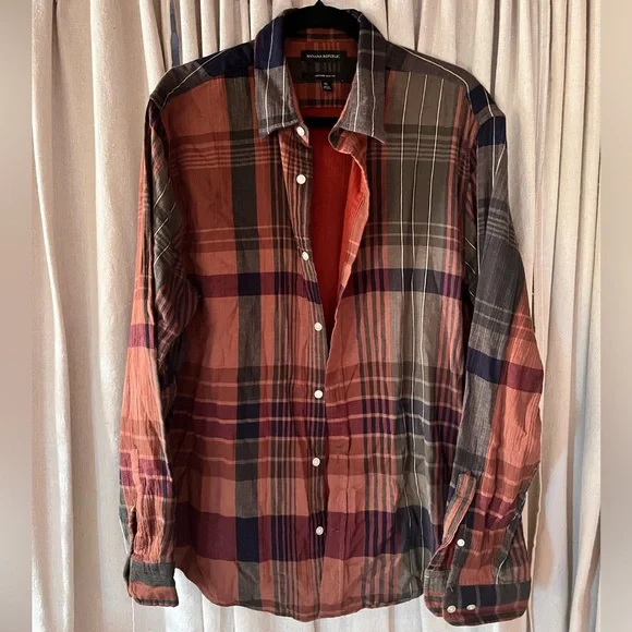 Banana Republic Plaid Button- Down Shirt- Size XL