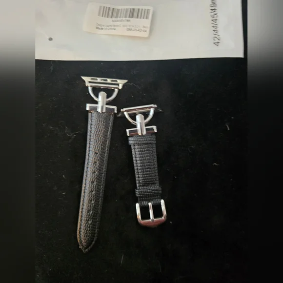 Leather Black and Silver IWatch Band Set