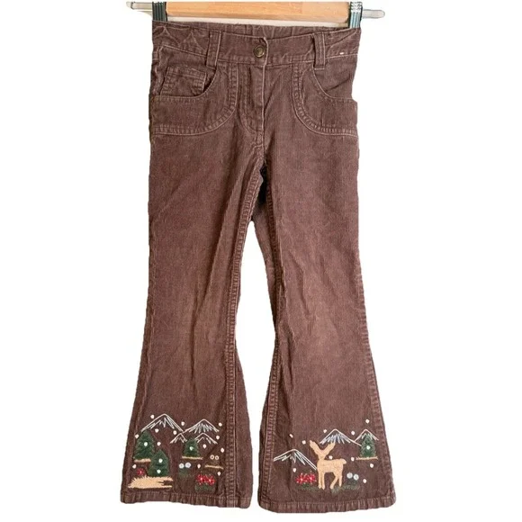 Gymboree REINDEER Size 5 CORDUROY Pants JEANS girls‎ Mountain Cabin Deer Brown
