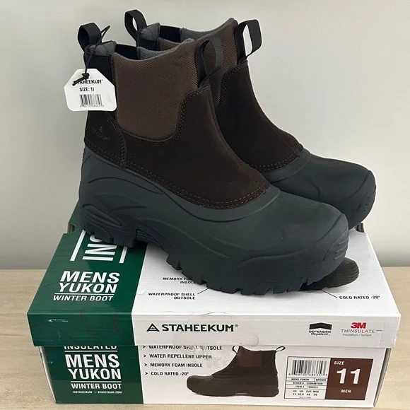 Staheekum Men's Yukon Waterproof Winter Boots - Brown and Black