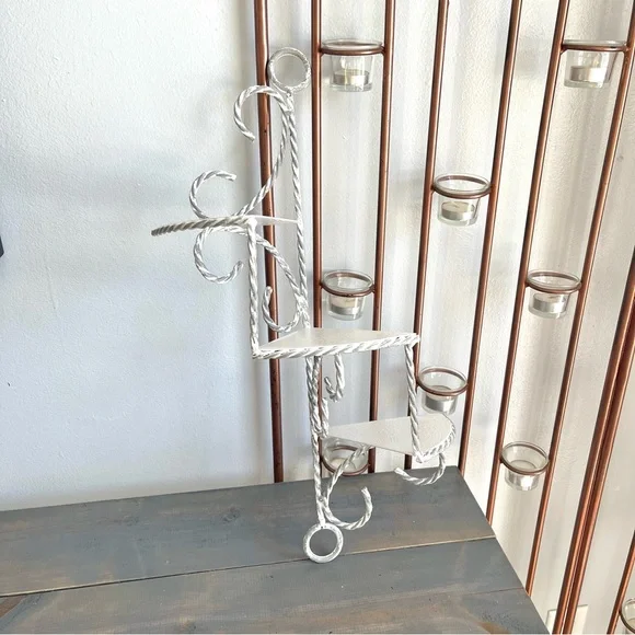 Eclectic Revival Distressed Hand Painted Upcycled Vintage Hanging Corner Shelf