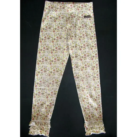 Matilda Jane girls leggings 8 10 You & Me cream beige flower Minny Minnie pants