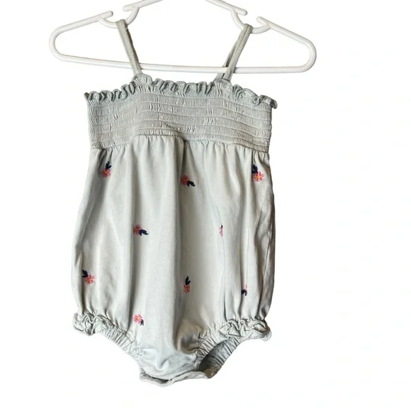 Nordstrom Baby Smocked Romper Embroidered Floral 6M