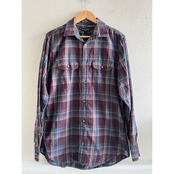 Banana Republic Plaid Button Front Shirt Men's Large Grunge Casual