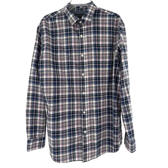 Banana Republic Mens Stretch Soft‎ Wash Plaid Shirt L