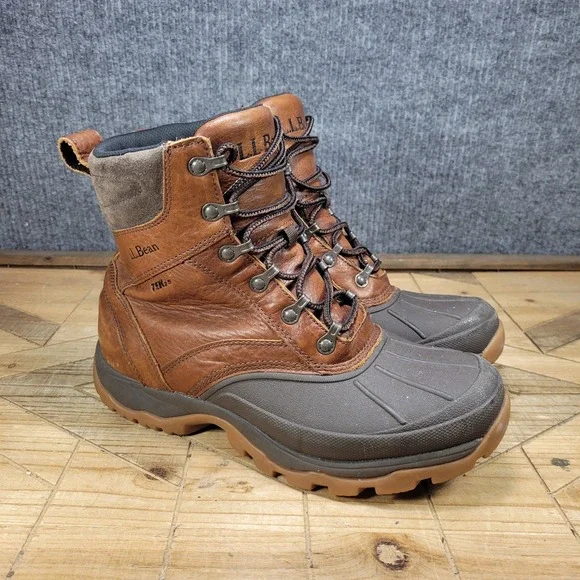 L.L. Bean Storm Chaser 5 Mens 8.5 M Duck Boots Brown Leather Primaloft Tek 2.5