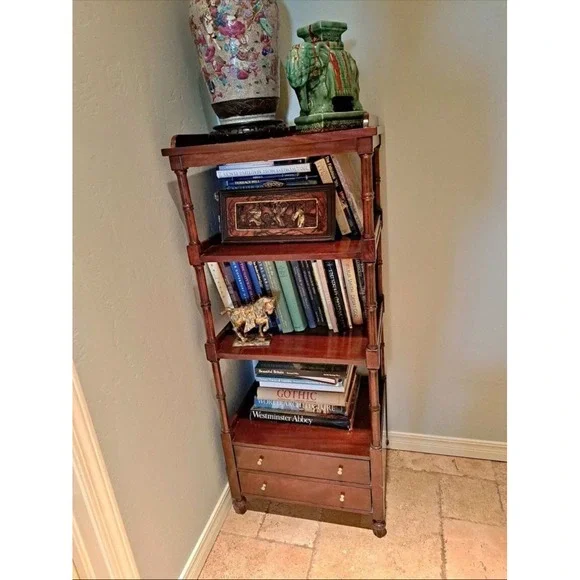 *RARE* Ralph‎ Lauren Mahogany Etagere Shelving Open Bookcase Two Drawers