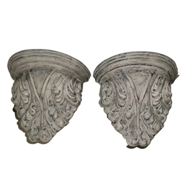 Vintage Wall Shelf Plaster Ceramic Set Of Two Decorative Home Decor