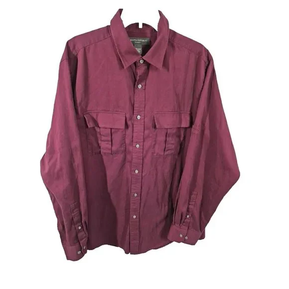 Banana Republic Shirt Mens XL Red Classic Long Sleeve Button‎ Up