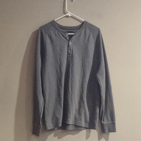 Banana Republic Mens Large‎ Gray Stripe Long Sleeve Henley