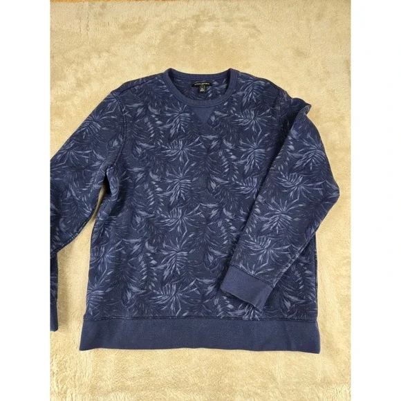 Banana Republic Men's‎ Blue Leaf Print Crewneck Sweatshirt XL