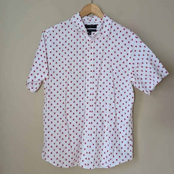 Banana Republic Lobster Pattern Men's Linen Shirt Size Medium