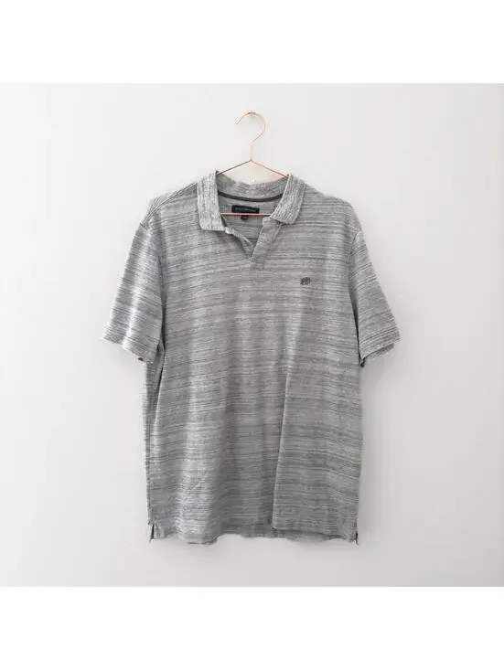 Banana Republic Grey Heathered Short Sleeve Polo Tee XL