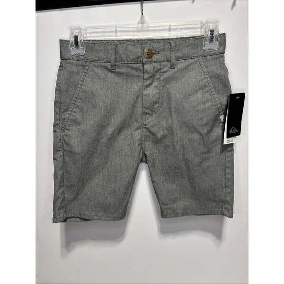 NEW Quicksilver gray shorts Everyday Union Stretch boys Size 8 Button + Zipper