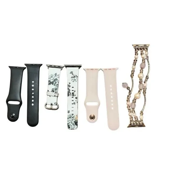 Bundle (4) Apple Watch bands 38 mm pink/ black/ floral/ beaded