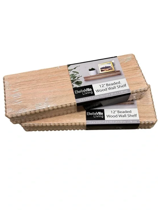 12” Beaded Wood Wall Shelf (Set of 2) Sealed