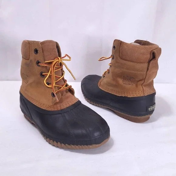 Sorel Cheyanne II Waterproof Duck Boots Men 6 Women 7‎ Leather Lace Up Snow