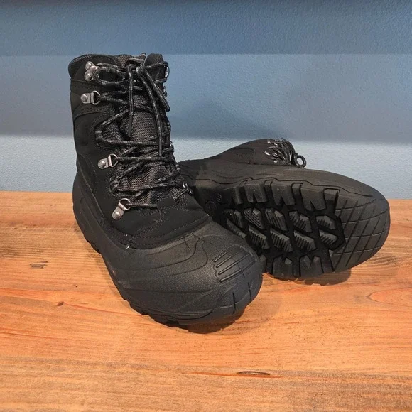 London Fog Mens Breckenridge Winter Boots Black Insulated Waterproof 8M CL30322M
