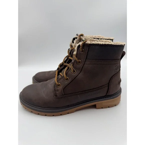 Kamik Griffon Mens Dark Brown Waterproof Leather Faux Fur Lined Winter Boots