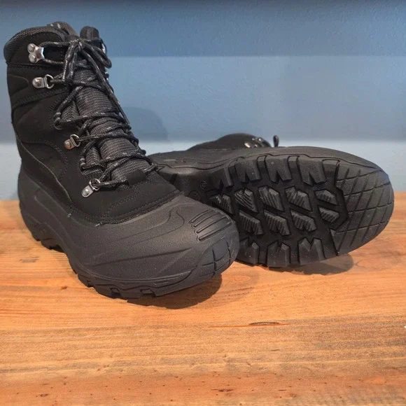 London Fog Mens Snow Boots Black Waterproof Insulated Thinsulate Size 12